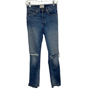 Cotton citizen skinny distressed jeans raw split hem